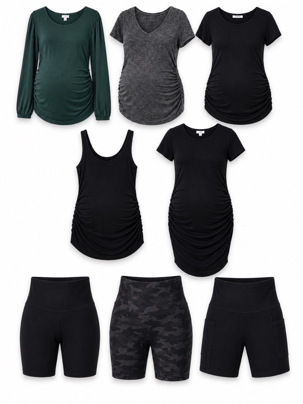 8pc Maternity Clothing Bundle L-2XL Tops Bike Shorts Dress Pregnancy